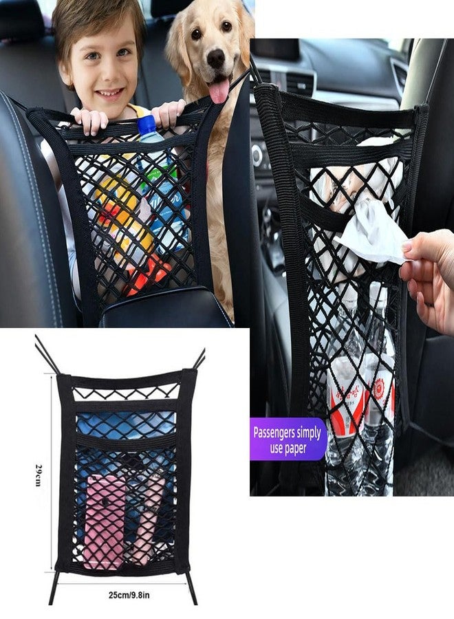 LNtech 3-Layer Car Mesh Organizer, Dog and Kid Pet Barrier, Seat Back Net Bag Holder, Storage Organizer, Cargo Tissue Handbag Purse Holder, Driver Storage Netting Pouch - Image 4